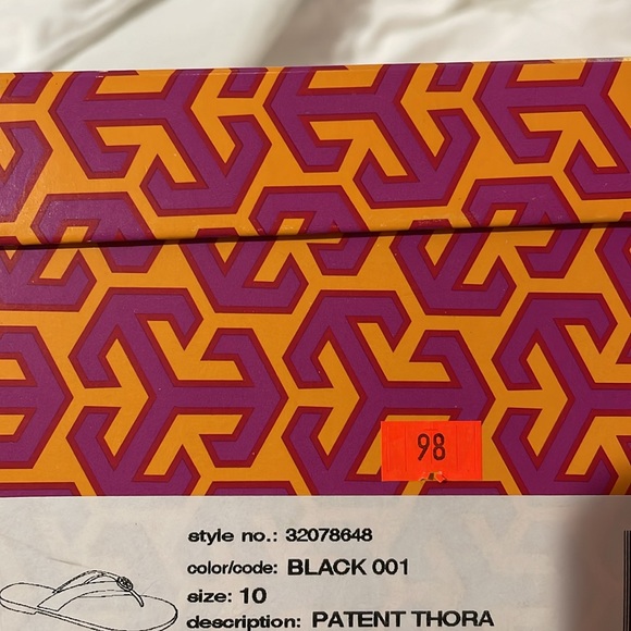 Tory Burch Thora Patent Leather Thong Sandal Black Sz 10 - Picture 7 of 7